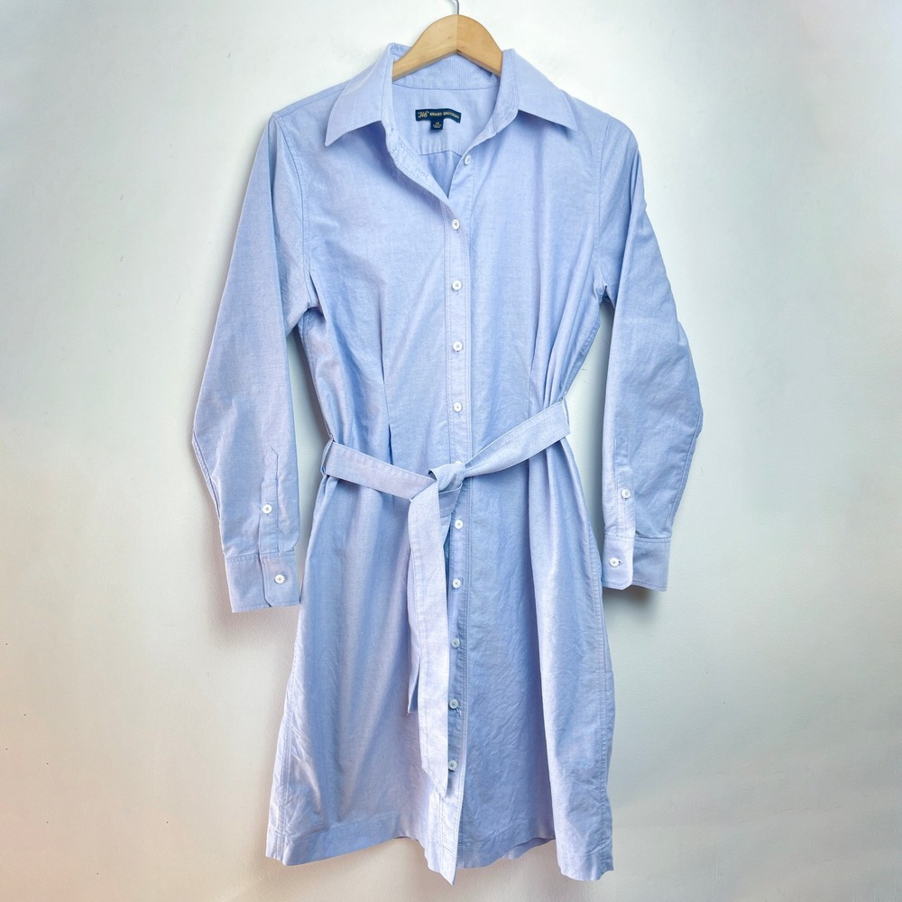Brooks Brothers 346 Oxford Cotton Shirt Dress Sz 14 Blue Preppy Minimalist